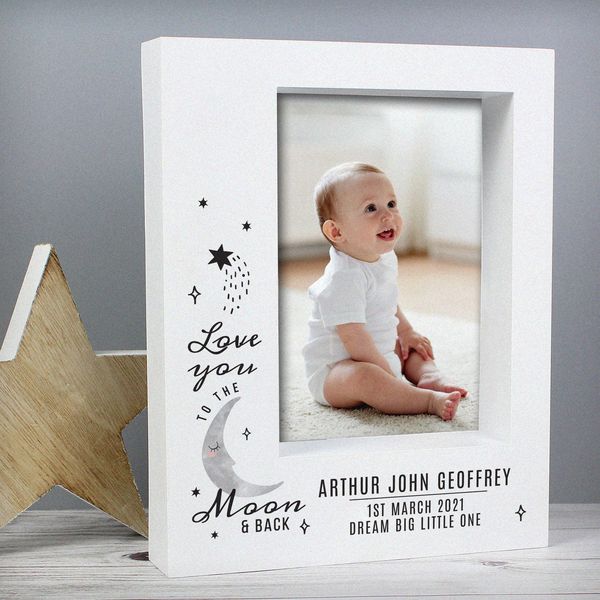 (image for) Personalised Baby To The Moon and Back 7x5 Box Photo Frame - Click Image to Close