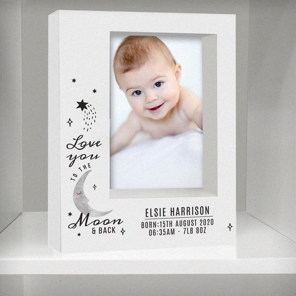 (image for) Personalised Baby To The Moon and Back 7x5 Box Photo Frame - Click Image to Close
