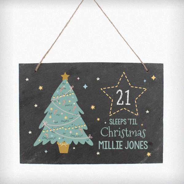 Modal Additional Images for Personalised Christmas Chalk Countdown Hanging Large Slate Sign