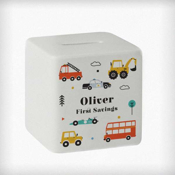 (image for) Personalised Vehicles Ceramic Square Money Box - Click Image to Close