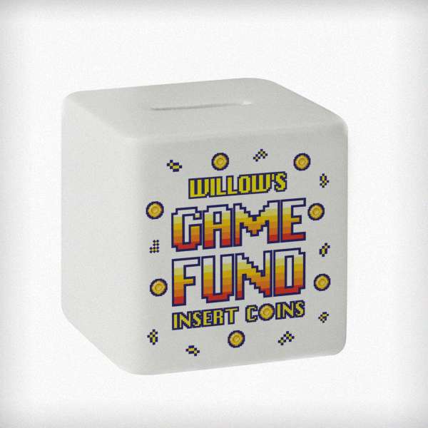 (image for) Personalised Gaming Fund Ceramic Square Money Box - Click Image to Close
