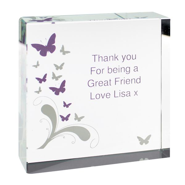 (image for) Personalised Butterflies Large Crystal Token - Click Image to Close