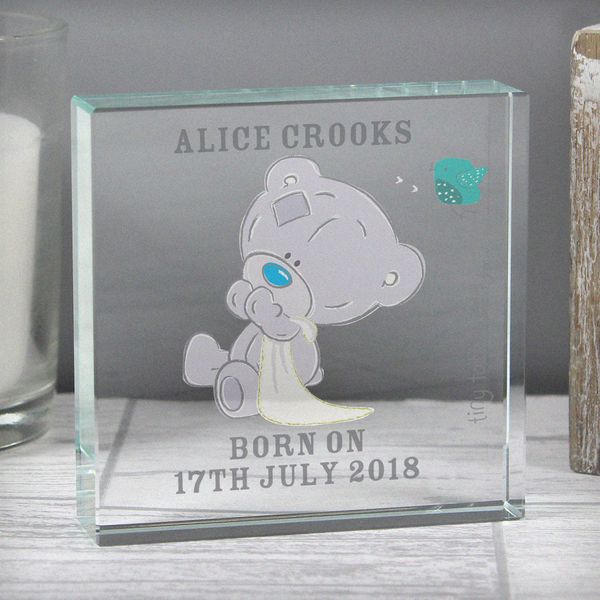 (image for) Personalised Tiny Tatty Teddy Large Christening Crystal Token