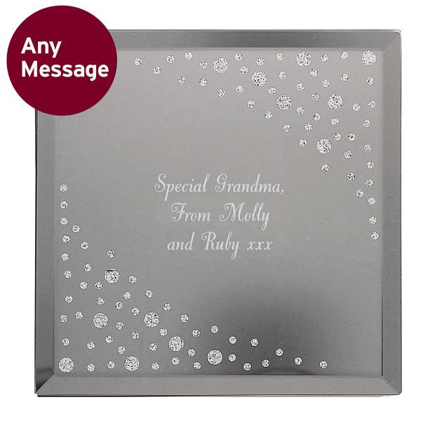 (image for) Personalised Any Message Diamante Glass Trinket Box - Click Image to Close
