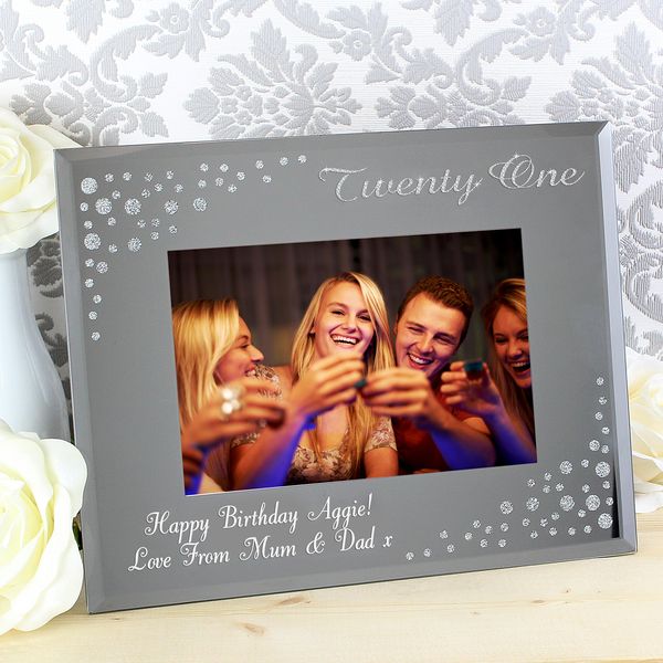 (image for) Personalised Twenty One Diamante 6x4 Glass Photo Frame - Click Image to Close