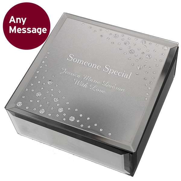 (image for) Personalised Diamante Name & Message Glass Trinket Box - Click Image to Close
