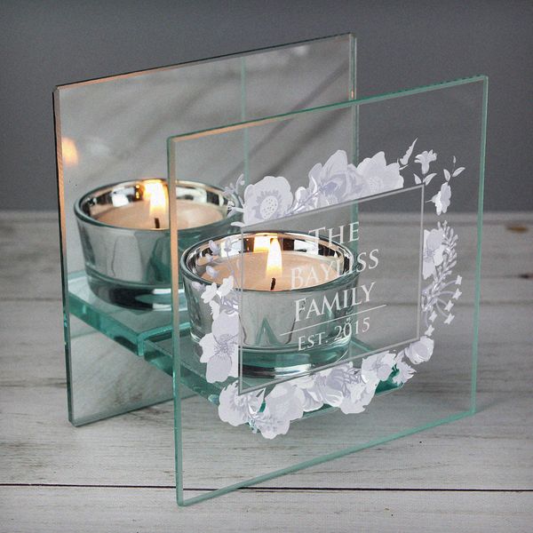 (image for) Personalised Soft Watercolour Mirrored Glass Tea Light Holder