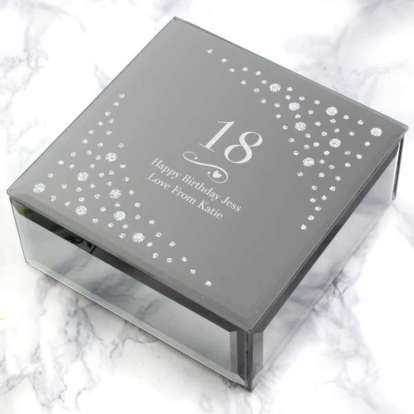 (image for) Personalised Big Age Swirls & Hearts Diamante Glass Trinket Box - Click Image to Close