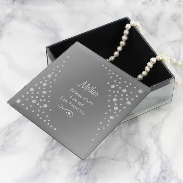 (image for) Personalised Any Message Swirls & Hearts Diamante Glass Trinket - Click Image to Close