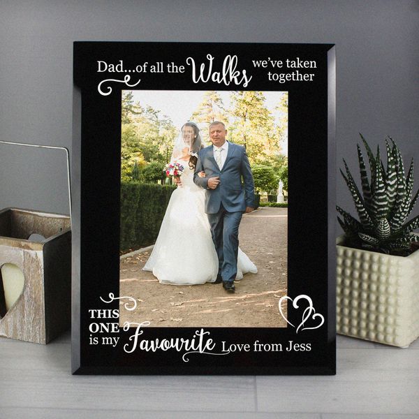 (image for) Personalised 'Of All the Walks...' Wedding 5x7 Black Glass Photo - Click Image to Close
