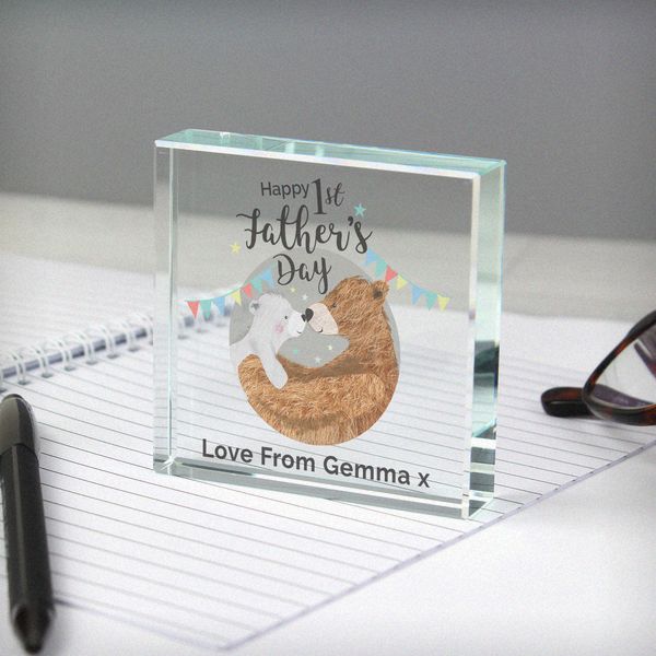 Modal Additional Images for Personalised 1st Father's Day Daddy Bear Large Crystal Token