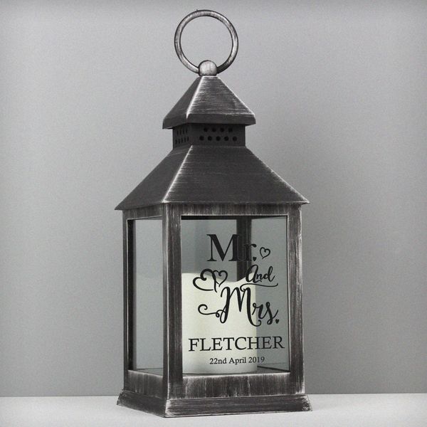 Modal Additional Images for Personalised Mr and Mrs Rustic Black Lantern