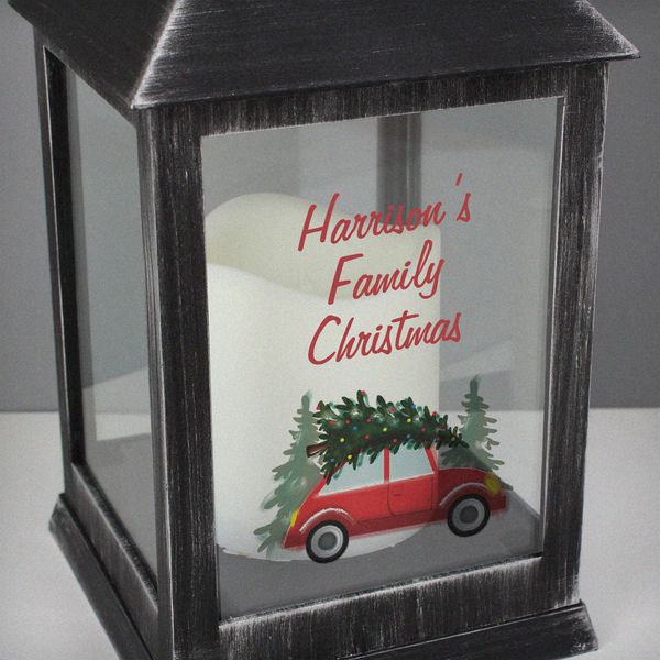 (image for) Personalised 'Driving Home For Christmas' Black Lantern - Click Image to Close