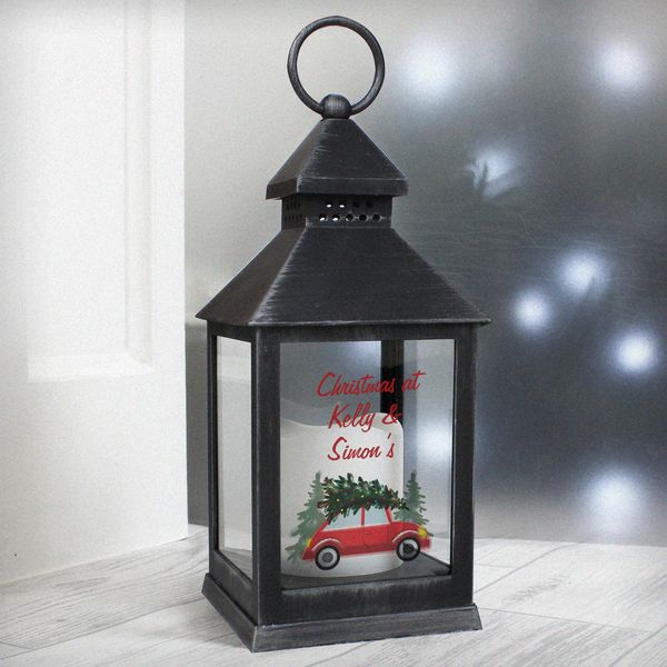 (image for) Personalised 'Driving Home For Christmas' Black Lantern - Click Image to Close