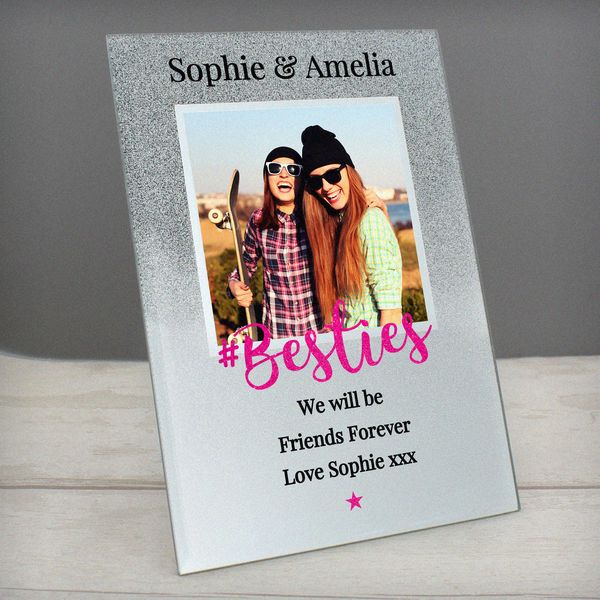 (image for) Personalised 'Bestie' 4x4 Glitter Glass Photo Frame - Click Image to Close
