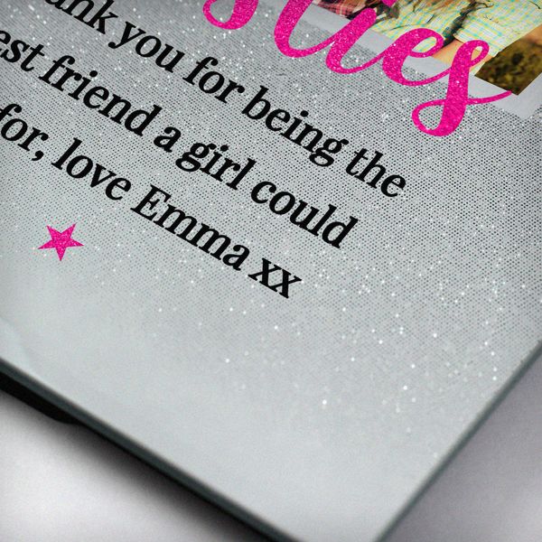 Modal Additional Images for Personalised 'Bestie' 4x4 Glitter Glass Photo Frame
