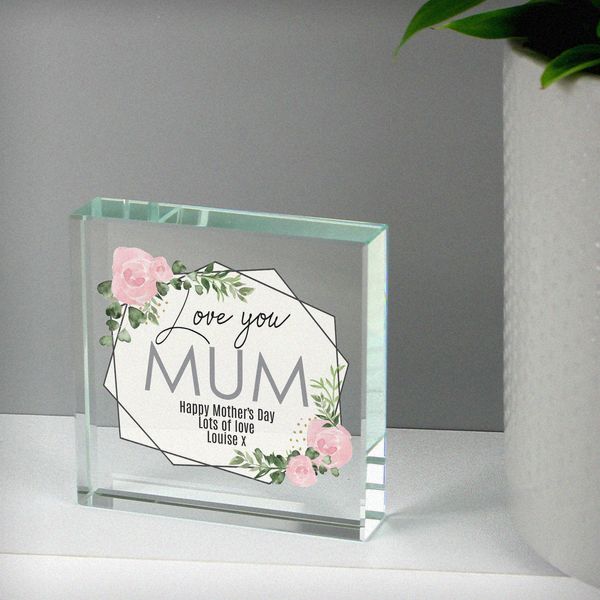 (image for) Personalised Abstract Rose Large Crystal Token - Click Image to Close