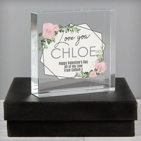 (image for) Personalised Abstract Rose Large Crystal Token - Click Image to Close