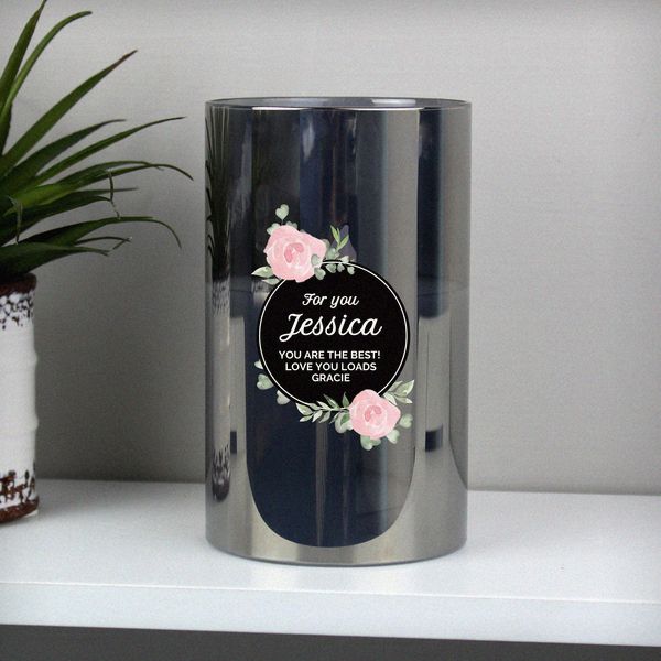 Modal Additional Images for Personalised Floral Smoked Glass LED Candle