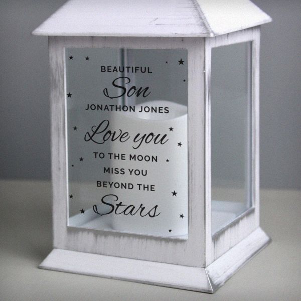 (image for) Personalised 'Miss You Beyond The Stars' White Lantern - Click Image to Close