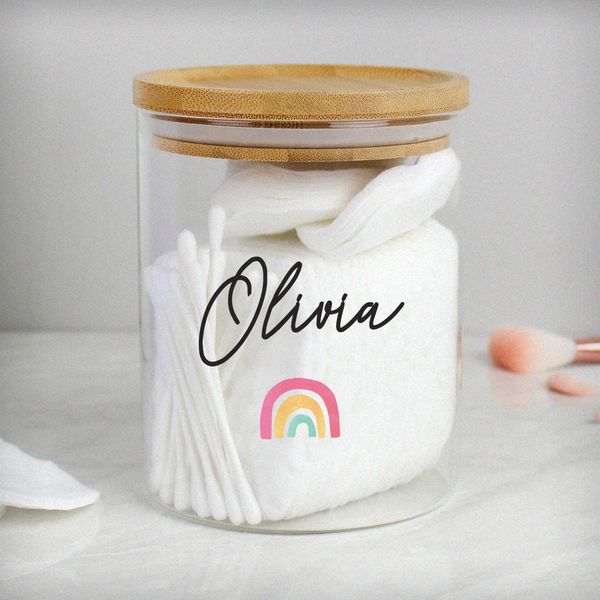 (image for) Personalised Rainbow Glass Jar with Bamboo Lid - Click Image to Close