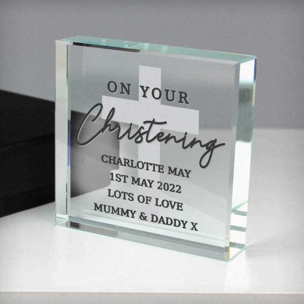 (image for) Personalised On Your Christening Large Crystal Token - Click Image to Close