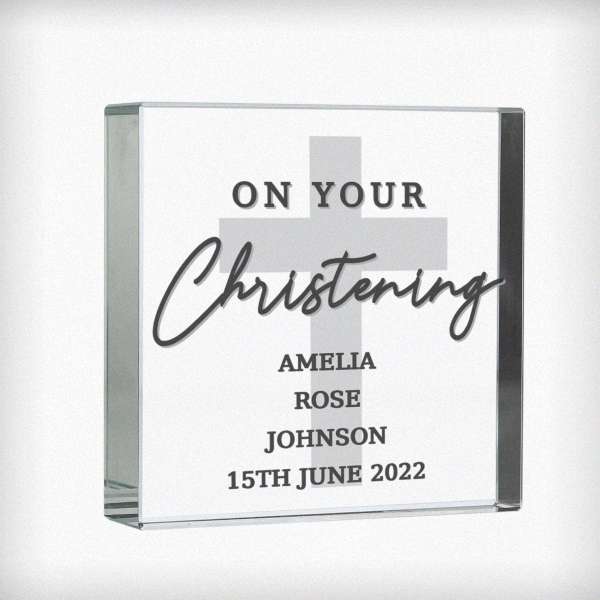(image for) Personalised On Your Christening Large Crystal Token - Click Image to Close