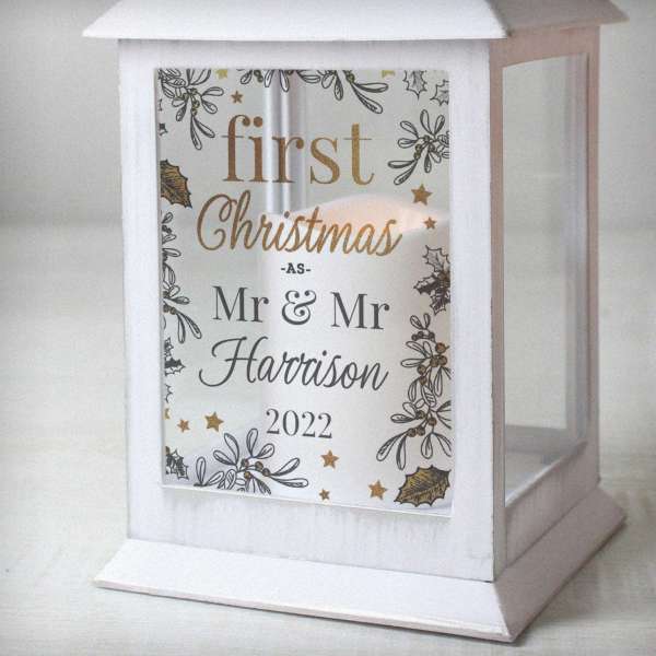 Modal Additional Images for Personalised First Christmas White Lantern