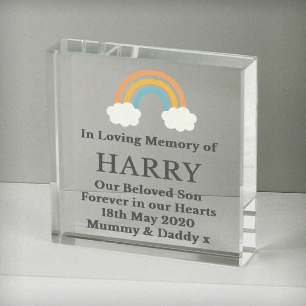 (image for) Personalised Rainbow Memorial Large Crystal Token