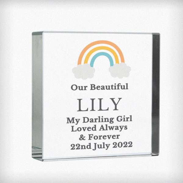 Modal Additional Images for Personalised Rainbow Memorial Large Crystal Token
