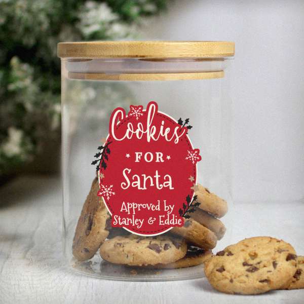 (image for) Personalised Christmas Glass Jar with Bamboo Lid - Click Image to Close