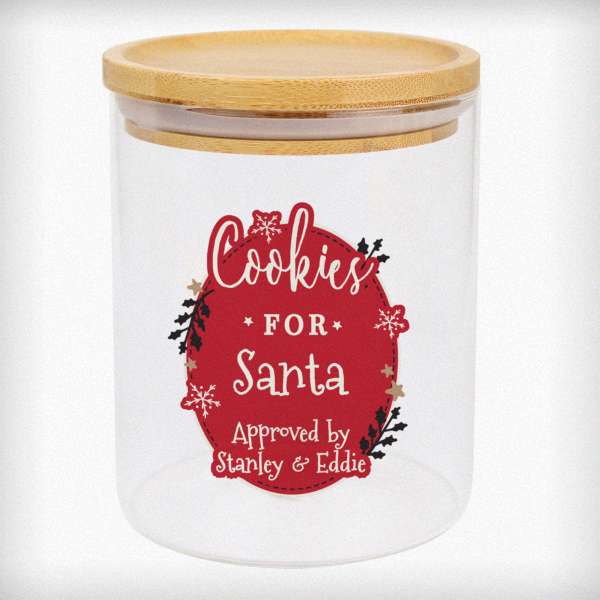 (image for) Personalised Christmas Glass Jar with Bamboo Lid - Click Image to Close
