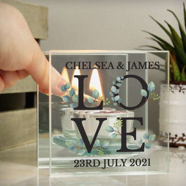 (image for) Personalised Botanical Mirrored Glass Tea Light Holder - Click Image to Close