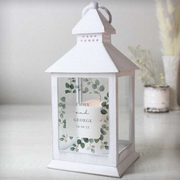 (image for) Personalised Botanical White Lantern - Click Image to Close