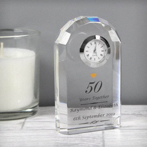 (image for) Personalised Golden Anniversary Crystal Clock - Click Image to Close