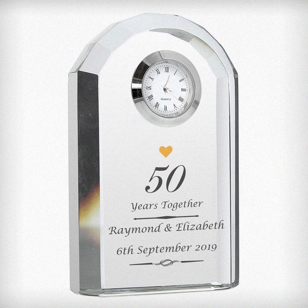 (image for) Personalised Golden Anniversary Crystal Clock - Click Image to Close