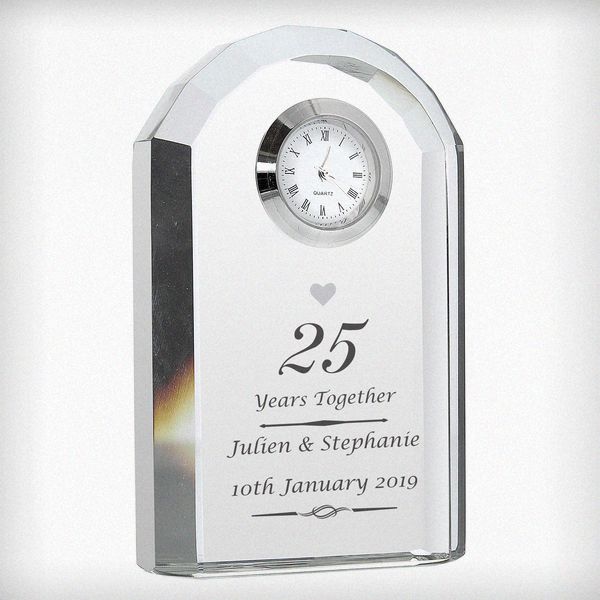 Modal Additional Images for Personalised Silver Anniversary Crystal Clock