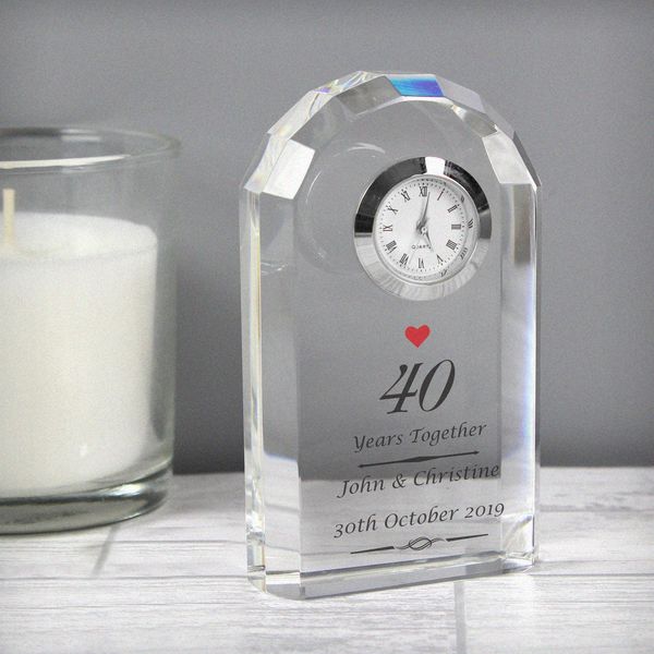(image for) Personalised Ruby Anniversary Crystal Clock