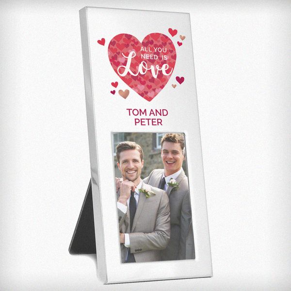 (image for) Personalised 'All You Need is Love' Confetti Hearts 2x3 Photo Frame - Click Image to Close