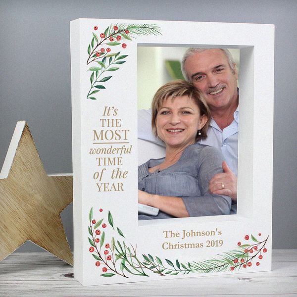 (image for) Personalised 'Wonderful Time of The Year Christmas' 7x5 Box Photo Frame - Click Image to Close