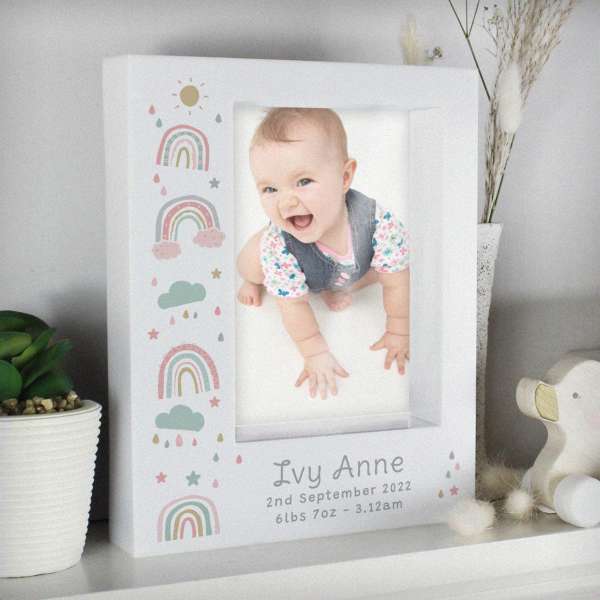 (image for) Personalised Rainbow 5x7 Box Photo Frame - Click Image to Close
