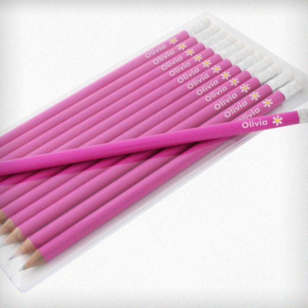Modal Additional Images for Personalised Flower Motif Pink Pencils