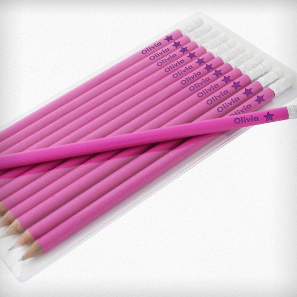 Modal Additional Images for Personalised Star Motif Pink Pencils
