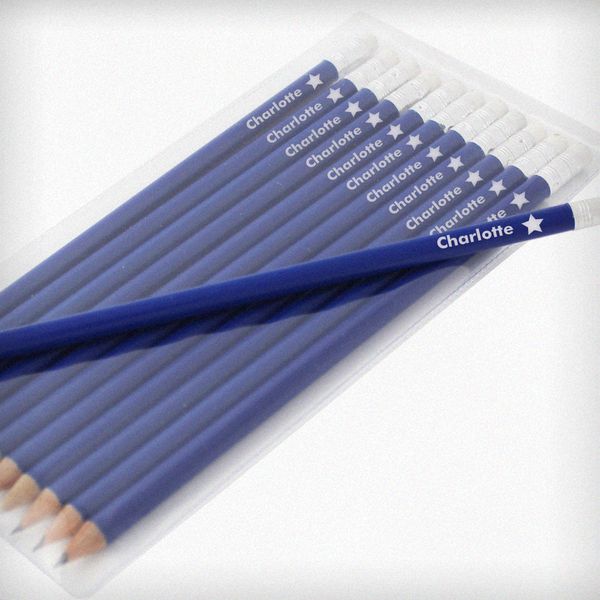 (image for) Personalised Star Motif Blue Pencils - Click Image to Close
