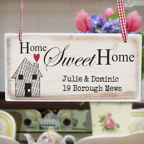 (image for) Personalised Home Sweet Home Wooden Sign - Click Image to Close