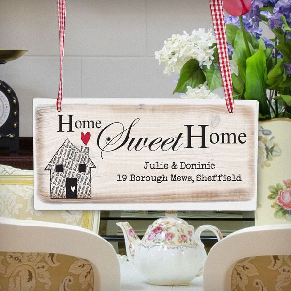 Modal Additional Images for Personalised Home Sweet Home Wooden Sign