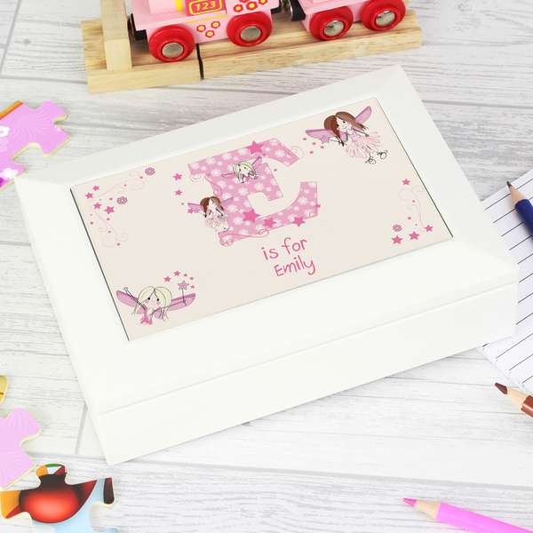 (image for) Personalised Fairy Letter White Jewellery Box