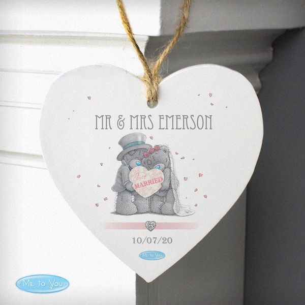 (image for) Personalised Me To You Wedding Couple Wooden Heart Decoration - Click Image to Close