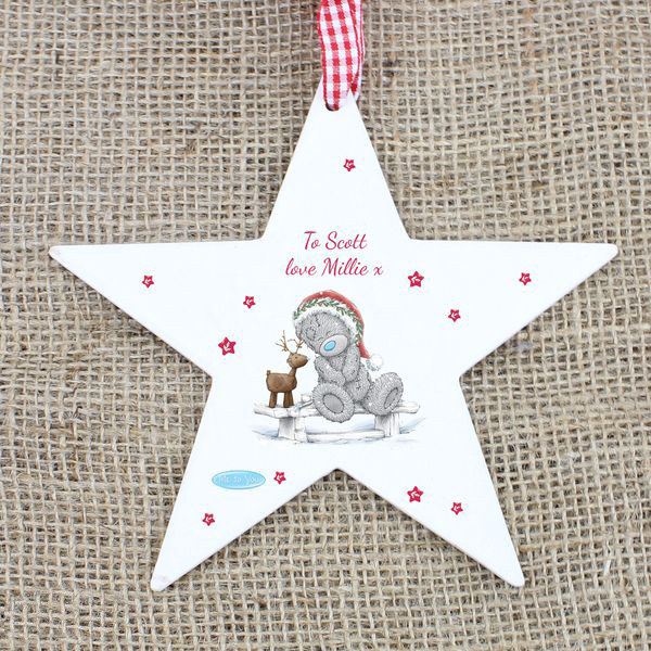 (image for) Personalised Me To You Reindeer Wooden Star Decoration - Click Image to Close