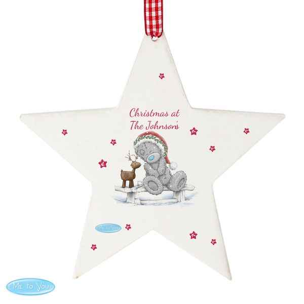 Modal Additional Images for Personalised Me To You Reindeer Wooden Star Decoration